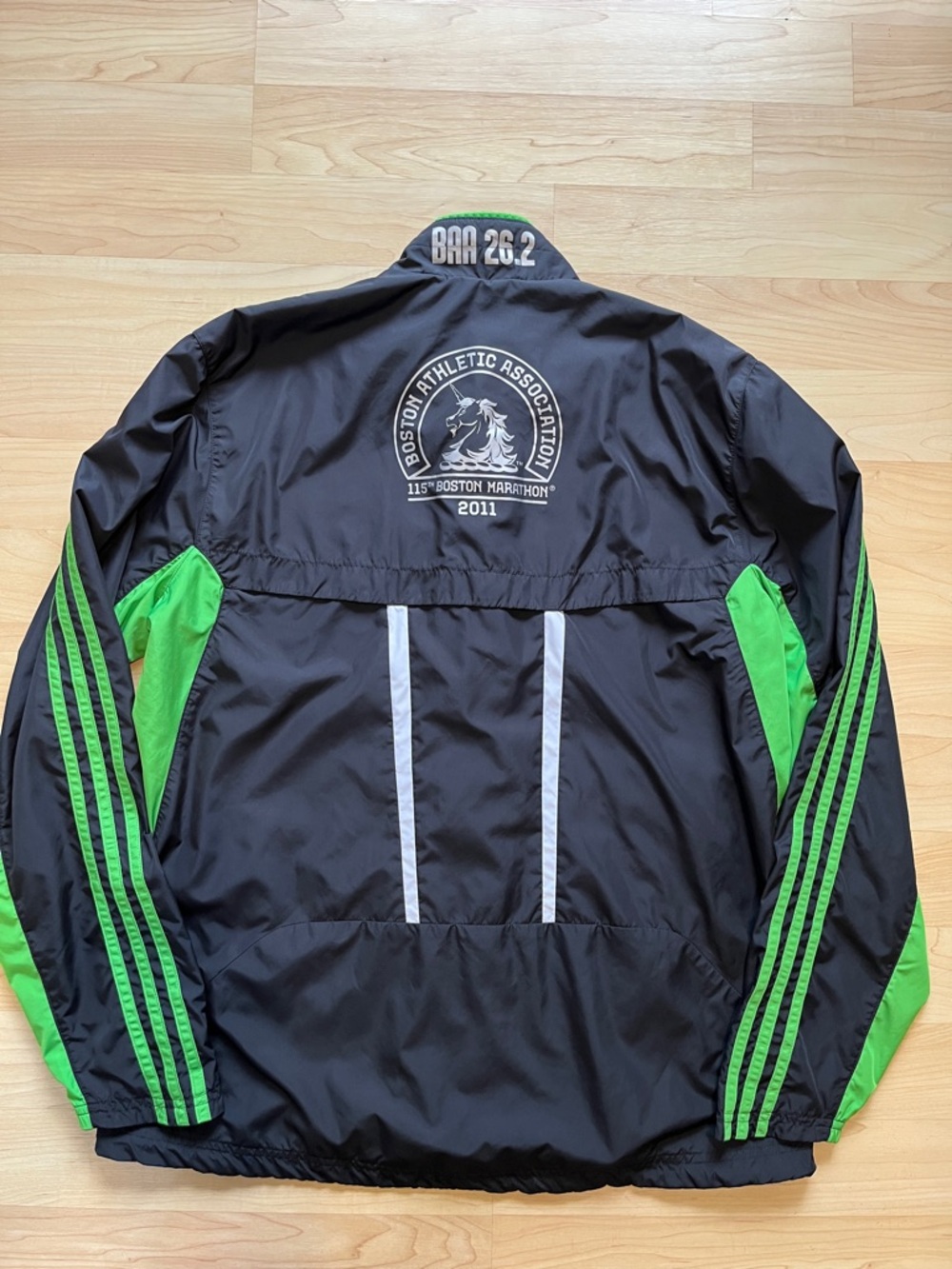 adidas Boston Marathon Running Jacket 3 Stripes Supernova Men's L - Picture 3 of 12